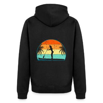 Retro Paddle Board Surf Paddle Surf Paddle Surf Surf - Unisex Premium Bio Zip Hoodie - Schwarz - Hinten - Nico (187cm)