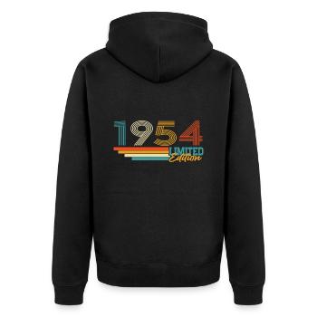 1954 Jahrgang geboren Geburtstag Geschenk - Unisex Premium Bio Zip Hoodie - Schwarz - Hinten - Nico (187cm)