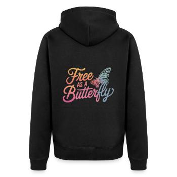 Schmetterling Monarchfalter Bunt Schmetterlinge - Unisex Premium Bio Zip Hoodie - Schwarz - Hinten - Nico (187cm)