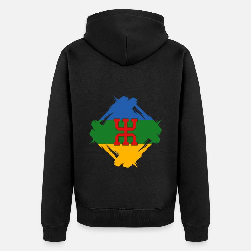Amazigh Drapeau | Imazighen Berbères Maghreb - Veste à capuche bio Premium Unisexe - noir