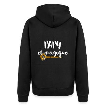 Papy et magique - Veste à capuche bio Premium Unisexe - noir - Dos - Nico (187cm)