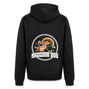 chien raton laveur chien raton laveur Enok Japon - Veste à capuche bio Premium Unisexe - noir - Dos - Nico (187cm)