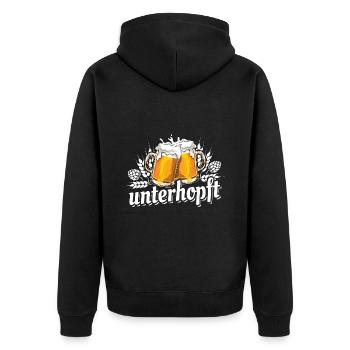 Unterhopft - Biergläser - Biertrinker Spruch - Unisex Premium Bio Zip Hoodie - Schwarz - Hinten - Nico (187cm)