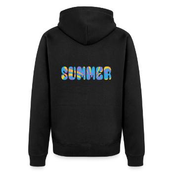 Summer - sun - holiday - good mood - Unisex Premium Organic Zip Hoodie - black - Back - Nico (187cm)