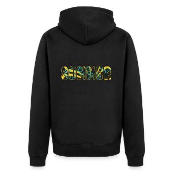 Summer - sun - holiday - good mood - Unisex Premium Organic Zip Hoodie - black - Back - Nico (187cm)