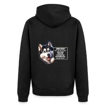Ohne Husky ist alles doof Husky Halter Geschenk - Unisex Premium Bio Zip Hoodie - Schwarz - Hinten - Nico (187cm)