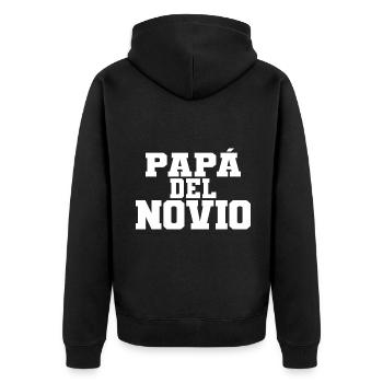 Papa del Novio Groom's Father Wedding Gift - Unisex Premium Organic Zip Hoodie - black - Back - Nico (187cm)