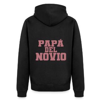 Papa del Novio Bräutigam Vater Hochzeitsgeschenk - Unisex Premium Bio Zip Hoodie - Schwarz - Hinten - Nico (187cm)