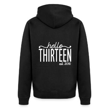 Hello Thirteen Est. 2010 Mignon 13ème anniversaire Cadeau - Veste à capuche bio Premium Unisexe - noir - Dos - Nico (187cm)