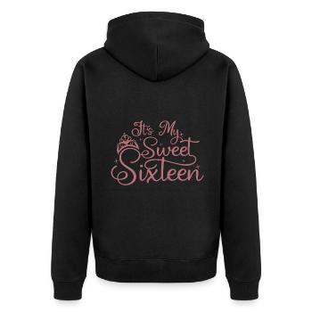 Es ist mein süßer Sechzehner 16. Geburtstag 16 Jahre alt - Unisex Premium Bio Zip Hoodie - Schwarz - Hinten - Nico (187cm)