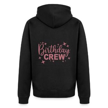 Birthday Crew Matching Gruppe Geburtstagsfeier Outfit - Unisex Premium Bio Zip Hoodie - Schwarz - Hinten - Nico (187cm)