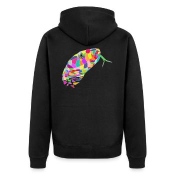 Schlange farbig - Unisex Premium Bio Zip Hoodie - Schwarz - Hinten - Nico (187cm)