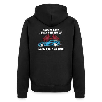 Car Racing Checkerd Flag - Fast Car Lover Gift - Unisex Premium Organic Zip Hoodie - black - Back - Nico (187cm)