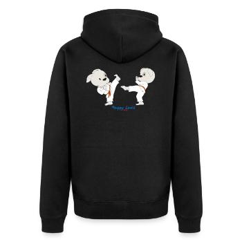 Happy Louis - KARATE DUO - Unisex Premium Organic Zip Hoodie - black - Back - Nico (187cm)
