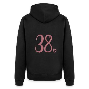 Süße Nummer 38, 38 Jahre alt, Geschenk zum 38. Geburtstag - Unisex Premium Bio Zip Hoodie - Schwarz - Hinten - Nico (187cm)