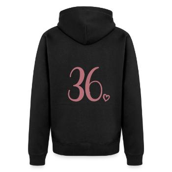 Süße Nummer 36, 36 Jahre alt, Geschenk zum 36. Geburtstag - Unisex Premium Bio Zip Hoodie - Schwarz - Hinten - Nico (187cm)