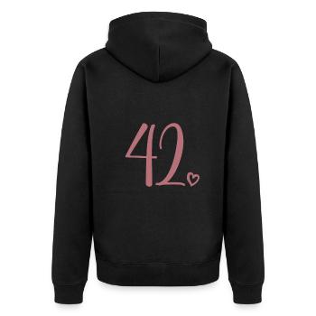 Cute Number 42, 42 Years Old, 42nd Birthday Gift - Unisex Premium Organic Zip Hoodie - black - Back - Nico (187cm)