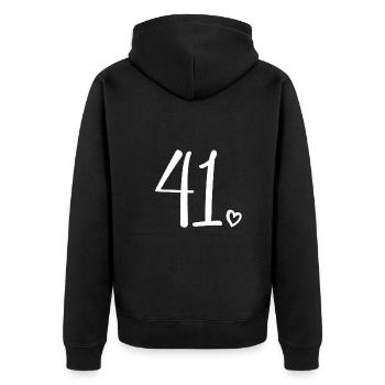 Numéro mignon 41, 41 ans, 41e cadeau d'anniversaire - Veste à capuche bio Premium Unisexe - noir - Dos - Nico (187cm)
