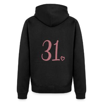 Cute Number 31, 31 Years Old, 31st Birthday Gift - Unisex Premium Organic Zip Hoodie - black - Back - Nico (187cm)