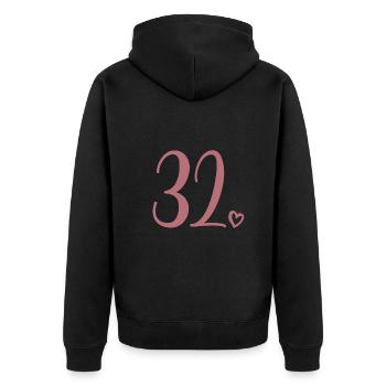 Numéro mignon 32, 32 ans, 32e cadeau d'anniversaire - Veste à capuche bio Premium Unisexe - noir - Dos - Nico (187cm)