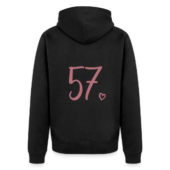 Cute Number 57, 57 Years Old, 57th Birthday Gift - Unisex Premium Organic Zip Hoodie - black - Back - Nico (187cm)