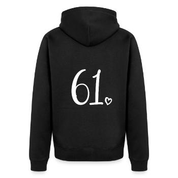 Cute Number 61, 61 Years Old, 61st Birthday Gift - Unisex Premium Organic Zip Hoodie - black - Back - Nico (187cm)