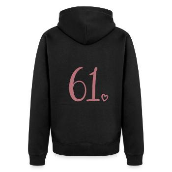 Süße Nummer 61, 61 Jahre alt, 61. Geburtstag Geschenk - Unisex Premium Bio Zip Hoodie - Schwarz - Hinten - Nico (187cm)