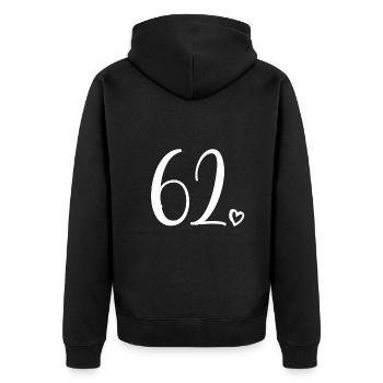 Cute Number 62, 62 Years Old, 62nd Birthday Gift - Unisex Premium Organic Zip Hoodie - black - Back - Nico (187cm)