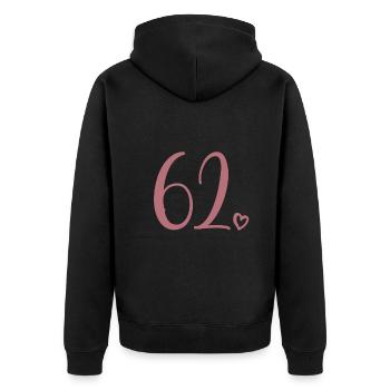 Cute Number 62, 62 Years Old, 62nd Birthday Gift - Unisex Premium Organic Zip Hoodie - black - Back - Nico (187cm)