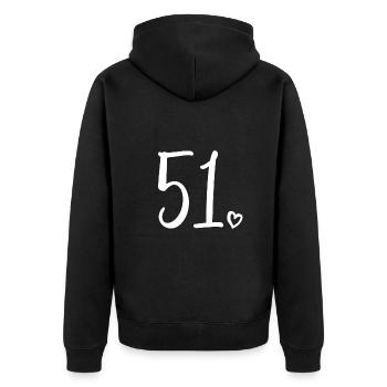 Süße Nummer 51, 51 Jahre alt, Geschenk zum 51. Geburtstag - Unisex Premium Bio Zip Hoodie - Schwarz - Hinten - Nico (187cm)