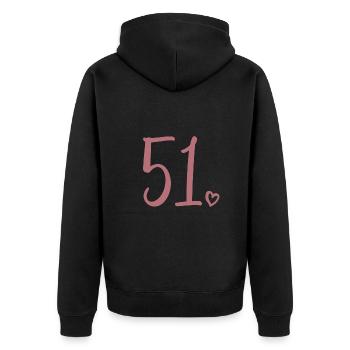 Süße Nummer 51, 51 Jahre alt, Geschenk zum 51. Geburtstag - Unisex Premium Bio Zip Hoodie - Schwarz - Hinten - Nico (187cm)