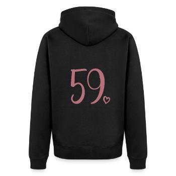 Süße Nummer 59, 59 Jahre alt, Geschenk zum 59. Geburtstag - Unisex Premium Bio Zip Hoodie - Schwarz - Hinten - Nico (187cm)