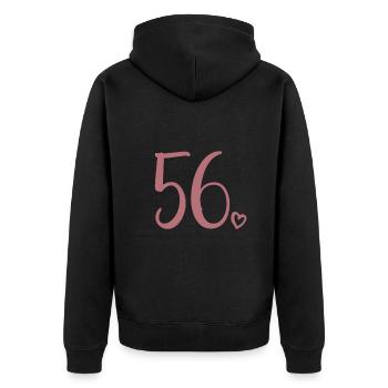 Cute Number 56, 56 Years Old, 56th Birthday Gift - Unisex Premium Organic Zip Hoodie - black - Back - Nico (187cm)