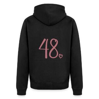 Süße Nummer 48, 48 Jahre alt, Geschenk zum 48. Geburtstag - Unisex Premium Bio Zip Hoodie - Schwarz - Hinten - Nico (187cm)