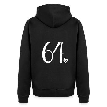 Cute Number 64, 64 Years Old, 64th Birthday Gift - Unisex Premium Organic Zip Hoodie - black - Back - Nico (187cm)