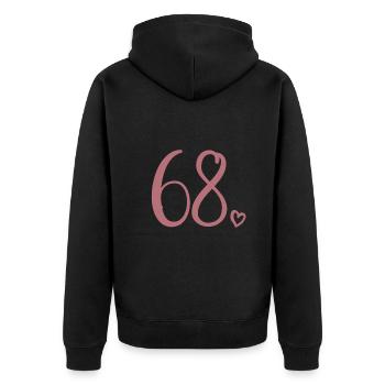 Süße Nummer 68, 68 Jahre alt, 68. Geburtstag Geschenk - Unisex Premium Bio Zip Hoodie - Schwarz - Hinten - Nico (187cm)