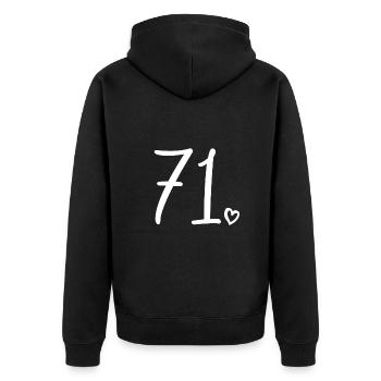 Cute Number 71, 71 Years Old, 71st Birthday Gift - Unisex Premium Organic Zip Hoodie - black - Back - Nico (187cm)