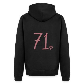 Cute Number 71, 71 Years Old, 71st Birthday Gift - Unisex Premium Organic Zip Hoodie - black - Back - Nico (187cm)