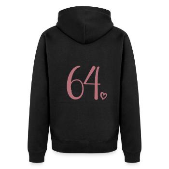 Cute Number 64, 64 Years Old, 64th Birthday Gift - Unisex Premium Organic Zip Hoodie - black - Back - Nico (187cm)