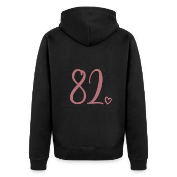 Cute Number 82, 82 Years Old, 82nd Birthday Gift - Unisex Premium Organic Zip Hoodie - black - Back - Nico (187cm)