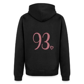 Süße Nummer 93, 93 Jahre alt, Geschenk zum 93. Geburtstag - Unisex Premium Bio Zip Hoodie - Schwarz - Hinten - Nico (187cm)