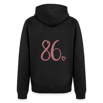 Süße Nummer 86, 86 Jahre alt, Geschenk zum 86. Geburtstag - Unisex Premium Bio Zip Hoodie - Schwarz - Hinten - Nico (187cm)