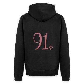 Süße Nummer 91, 91 Jahre alt, 91. Geburtstag Geschenk - Unisex Premium Bio Zip Hoodie - Schwarz - Hinten - Nico (187cm)