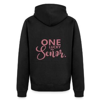 One Lucky Señor Wedding Husband To Be Groom - Unisex Premium Organic Zip Hoodie - black - Back - Nico (187cm)