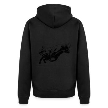 Bull Bovine Art Skizze Grafik Wildtierliebhaber - Unisex Premium Bio Zip Hoodie - Schwarz - Hinten - Nico (187cm)