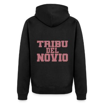 Tribu del Novio Bräutigams Stamm Trauzeugen - Unisex Premium Bio Zip Hoodie - Schwarz - Hinten - Nico (187cm)