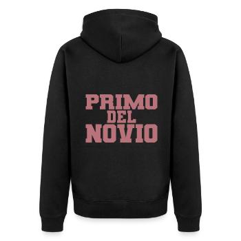 Primo del Novio Bräutigams Cousin Männer Hochzeitsgeschenk - Unisex Premium Bio Zip Hoodie - Schwarz - Hinten - Nico (187cm)