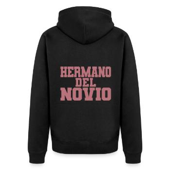 Hermano del Novio Bräutigams Bruder Hochzeitsgeschenk - Unisex Premium Bio Zip Hoodie - Schwarz - Hinten - Nico (187cm)