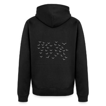 Vögel im Flug - Natürliche Eleganz - Unisex Premium Bio Zip Hoodie - Schwarz - Hinten - Nico (187cm)