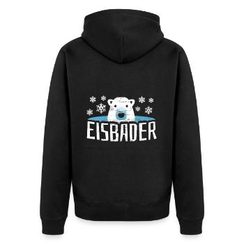 Eisbär Eisbaden Eisbad - Unisex Premium Bio Zip Hoodie - Schwarz - Hinten - Nico (187cm)